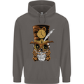 Steampunk Skull Mens 80% Cotton Hoodie Charcoal