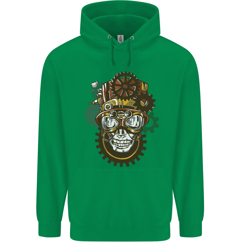 Steampunk Skull Mens 80% Cotton Hoodie Irish Green