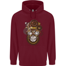 Steampunk Skull Mens 80% Cotton Hoodie Maroon