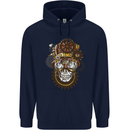 Steampunk Skull Mens 80% Cotton Hoodie Navy Blue