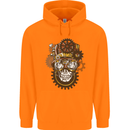 Steampunk Skull Mens 80% Cotton Hoodie Orange