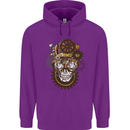 Steampunk Skull Mens 80% Cotton Hoodie Purple