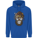 Steampunk Skull Mens 80% Cotton Hoodie Royal Blue