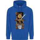 Steampunk Skull Mens 80% Cotton Hoodie Royal Blue