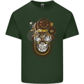 Steampunk Skull Mens Cotton T-Shirt Tee Top Forest Green