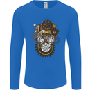 Steampunk Skull Mens Long Sleeve T-Shirt Royal Blue