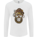 Steampunk Skull Mens Long Sleeve T-Shirt White