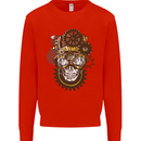 Steampunk Skull Mens Sweatshirt Jumper Bright Red