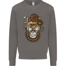Steampunk Skull Mens Sweatshirt Jumper Charcoal