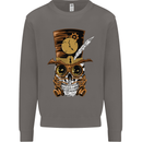 Steampunk Skull Mens Sweatshirt Jumper Charcoal