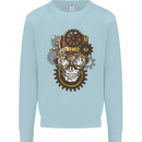 Steampunk Skull Mens Sweatshirt Jumper Light Blue
