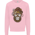 Steampunk Skull Mens Sweatshirt Jumper Light Pink