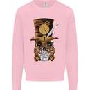 Steampunk Skull Mens Sweatshirt Jumper Light Pink