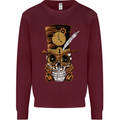 Steampunk Skull Mens Sweatshirt Jumper Maroon