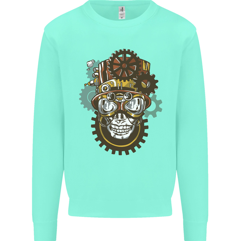 Steampunk Skull Mens Sweatshirt Jumper Peppermint
