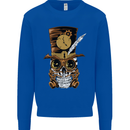 Steampunk Skull Mens Sweatshirt Jumper Royal Blue