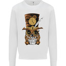 Steampunk Skull Mens Sweatshirt Jumper White