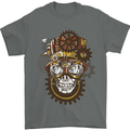Steampunk Skull Mens T-Shirt Cotton Gildan Charcoal