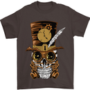 Steampunk Skull Mens T-Shirt Cotton Gildan Dark Chocolate