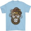 Steampunk Skull Mens T-Shirt Cotton Gildan Light Blue