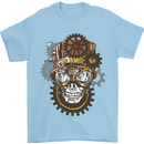 Steampunk Skull Mens T-Shirt Cotton Gildan Light Blue