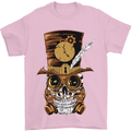 Steampunk Skull Mens T-Shirt Cotton Gildan Light Pink