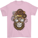 Steampunk Skull Mens T-Shirt Cotton Gildan Light Pink