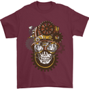 Steampunk Skull Mens T-Shirt Cotton Gildan Maroon