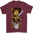 Steampunk Skull Mens T-Shirt Cotton Gildan Maroon