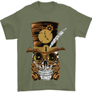 Steampunk Skull Mens T-Shirt Cotton Gildan Military Green