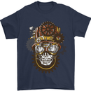 Steampunk Skull Mens T-Shirt Cotton Gildan Navy Blue