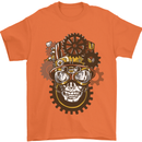 Steampunk Skull Mens T-Shirt Cotton Gildan Orange
