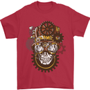 Steampunk Skull Mens T-Shirt Cotton Gildan Red