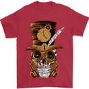 Steampunk Skull Mens T-Shirt Cotton Gildan Red