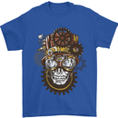 Steampunk Skull Mens T-Shirt Cotton Gildan Royal Blue