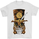 Steampunk Skull Mens T-Shirt Cotton Gildan White