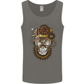 Steampunk Skull Mens Vest Tank Top Charcoal