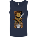 Steampunk Skull Mens Vest Tank Top Navy Blue