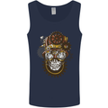 Steampunk Skull Mens Vest Tank Top Navy Blue