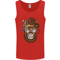 Steampunk Skull Mens Vest Tank Top Red