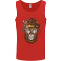 Steampunk Skull Mens Vest Tank Top Red