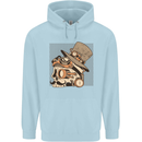 Steampunk Skull With Moustache Childrens Kids Hoodie Light Blue