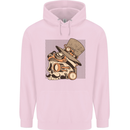 Steampunk Skull With Moustache Childrens Kids Hoodie Light Pink