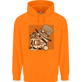 Steampunk Skull With Moustache Childrens Kids Hoodie Orange