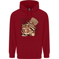 Steampunk Skull With Moustache Childrens Kids Hoodie Red