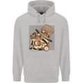 Steampunk Skull With Moustache Childrens Kids Hoodie Sports Grey