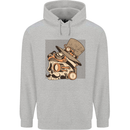 Steampunk Skull With Moustache Childrens Kids Hoodie Sports Grey