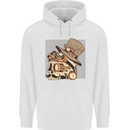 Steampunk Skull With Moustache Childrens Kids Hoodie White