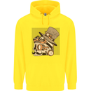 Steampunk Skull With Moustache Childrens Kids Hoodie Yellow
