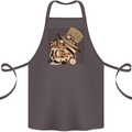 Steampunk Skull With Moustache Cotton Apron 100% Organic Dark Grey